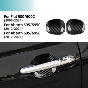 For Abarth 595 595C 695 695C 2012-2024 Fiat 500 500C 2008-2024 Outside Door Bowl Covers Real Hard Dry Carbon Fiber Sticker