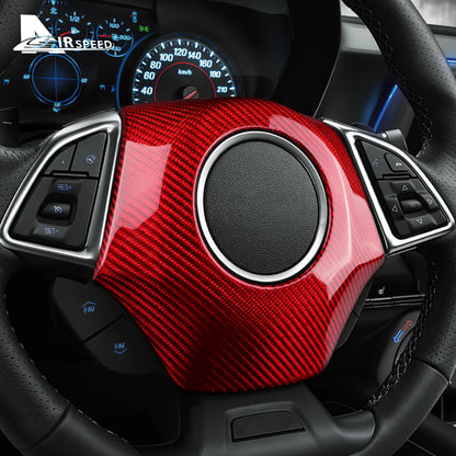Real Dry Carbon Fiber Sticker For Chevrolet Camaro 2016 2017 2018 2019 2020 2021 2022 2023 Car Steering Wheel Center Cover