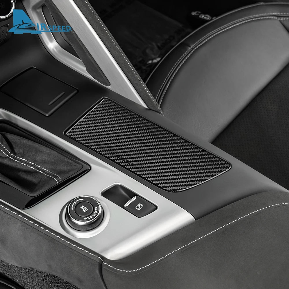 Real Hard Carbon Fiber Sticker For Chevrolet Corvette C7 2014 2015 2016 2017 2018 2019 LHD Car Cup Panel Interior Accessories