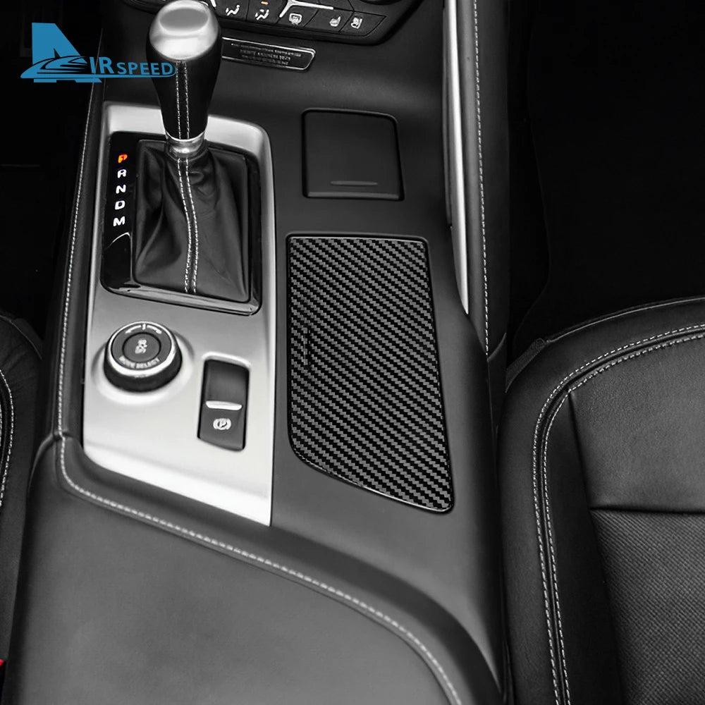 Real Hard Carbon Fiber Sticker For Chevrolet Corvette C7 2014 2015 2016 2017 2018 2019 LHD Car Cup Panel Interior Accessories