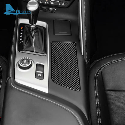 Real Hard Carbon Fiber Sticker For Chevrolet Corvette C7 2014 2015 2016 2017 2018 2019 LHD Car Cup Panel Interior Accessories