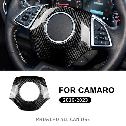 Real Dry Carbon Fiber Sticker For Chevrolet Camaro 2016 2017 2018 2019 2020 2021 2022 2023 Car Steering Wheel Center Cover
