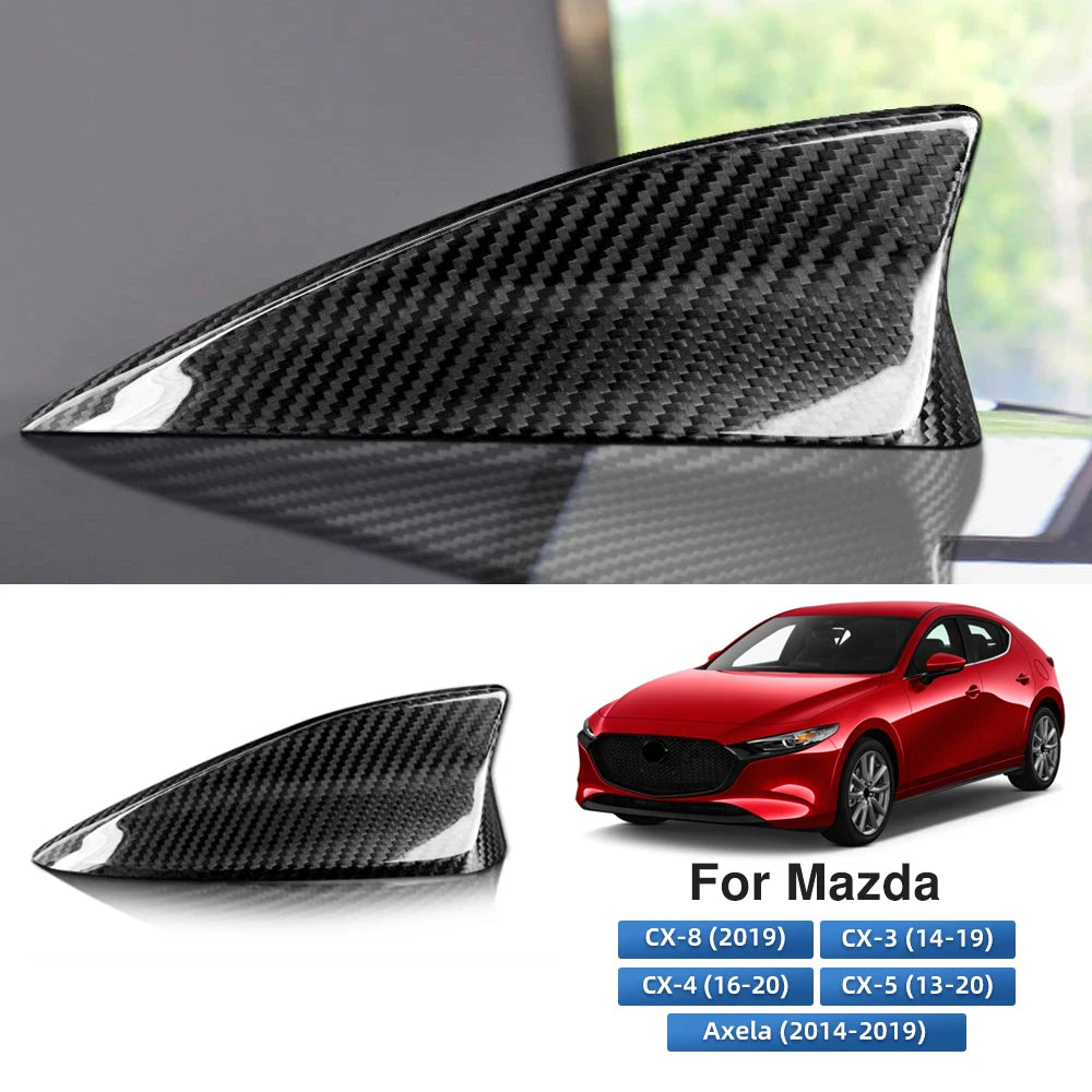 Hard carbon fiber Roof Shark Fin Antenna Cover Aerials Trim For Mazda 3 Axela 2014 2015-2019 Car Exterior Decoration Accessories - detail view 8