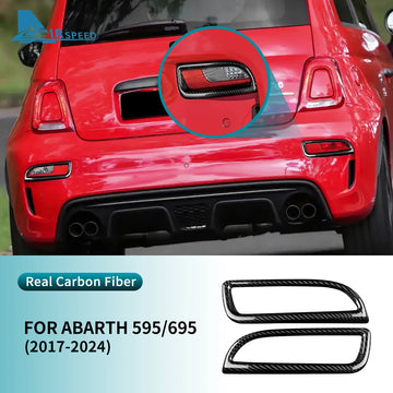 Real Hard Carbon Fiber Sticker For Abarth 595 695 2017 2018 2019 2020 2021 2022 2023 2024 Rear Rear Fog Light Frame 1Pair