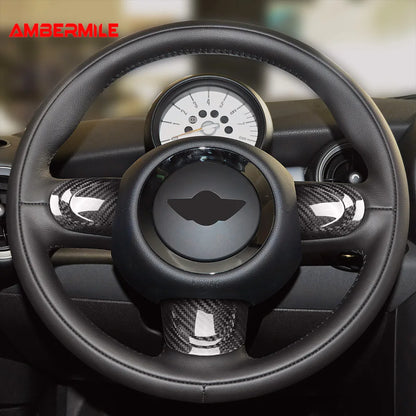 for MINI Cooper Countryman R60 R55 R56 R57 2010 2011 2012 Real Hard Carbon Fiber Car Steering Wheel Cover Trim Accessories - detail view 4