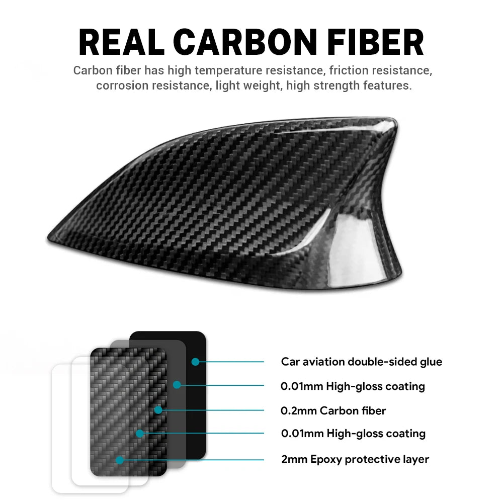 Hard carbon fiber Roof Shark Fin Antenna Cover Aerials Trim For Mazda 3 Axela 2014 2015-2019 Car Exterior Decoration Accessories - detail view 3