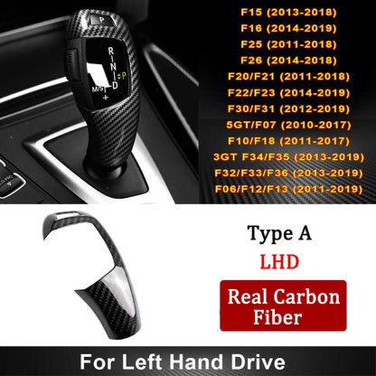 Real Carbon Fiber for BMW F30 F10 F15 F07 F20 F21 F22 F32 F34 F35 5GT Car Gear Shift Panel Frame Gear Knob Cover Head Trim
