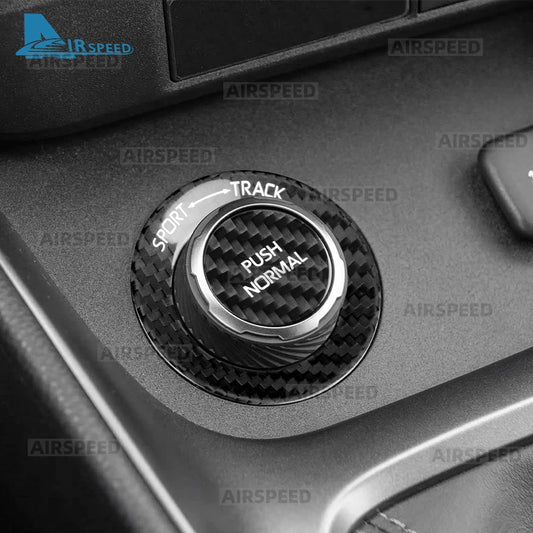 Real Dry Hard Carbon Fiber Car Driving Mode Knob Sticker For Toyota GR Yaris 2020 2021 2022 2023 2024 Interior Trim Accessories - detail view
