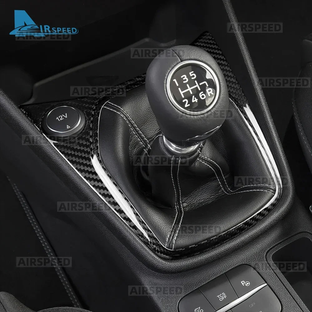 Hard Dry Carbon Fiber Gear Shift Panel Frame Cover Sticker For Ford Fiesta 2018-2023 RHD Car Interior Accessories - detail view 4