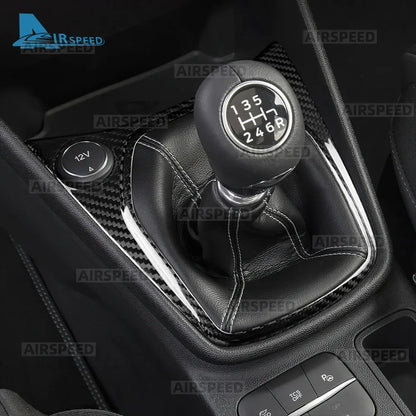 Hard Dry Carbon Fiber Gear Shift Panel Frame Cover Sticker For Ford Fiesta 2018-2023 RHD Car Interior Accessories - detail view 4