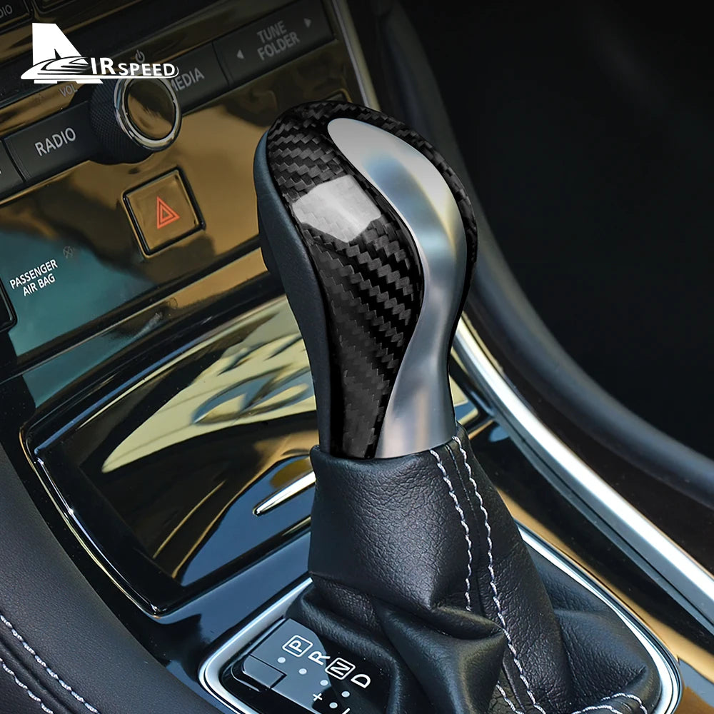 Real Hard Carbon Fiber Sticker For Infiniti Q50 2013 2014 2015 2016 2017 Car Gear Knob Shifter Cover Interior Accessories