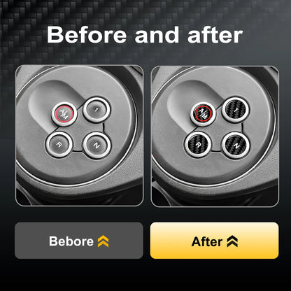 Black Hard Carbon Fiber Automatic Gear Shift Button Stickers For Abarth 595 695 2012-2024 Anti-scratch Interior Trim Accessories