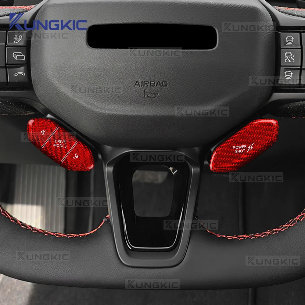 Fiber Steering Wheel Button Sticker For Dodge Charger 2024 2025 2026 2027 LHD RHD Car Real Dry Hard Carbon Interior Accessories