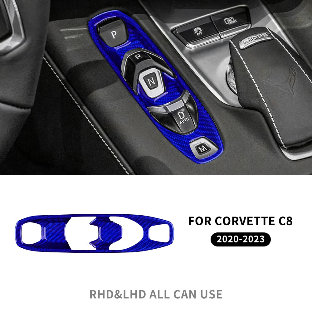 Real Hard Carbon Fiber For Chevrolet Corvette C8 2020 2021 2022 2023 Car Console Gear Shift Button Sticker Accessories