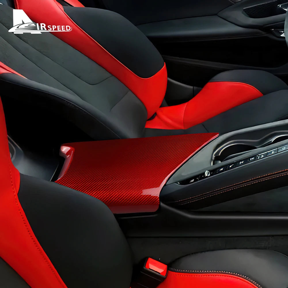 Real Hard Carbon Fiber Sticker For Chevrolet Corvette C8 2020 2021 2022 2023 2024 Car Center Armrest Box Interior Accessories