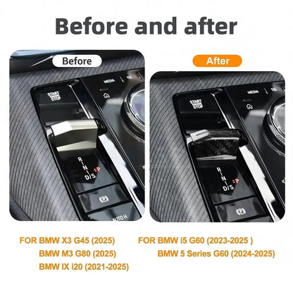 For BMW X3 G45 M3 G80 2025 IX i20 2021-2025 i5 G60 5 Series G60 2024 2025 LHD Real Dry Carbon Fiber Car Gear Shift Knob Trim - detail view 5