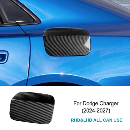 Sticker For Dodge Charger 2024 2025 2026 2027 LHD RHD Car Fuel Tank Cap Trim Real Hard Dry Carbon Fiber Exterior Accessories