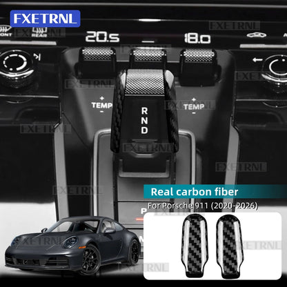 Real Hard Carbon Fiber Gear Shift Side Trim Sticker For Porsche 911 2020 2021 2022 2023 2024 2025 2026 Car Interior Accessories