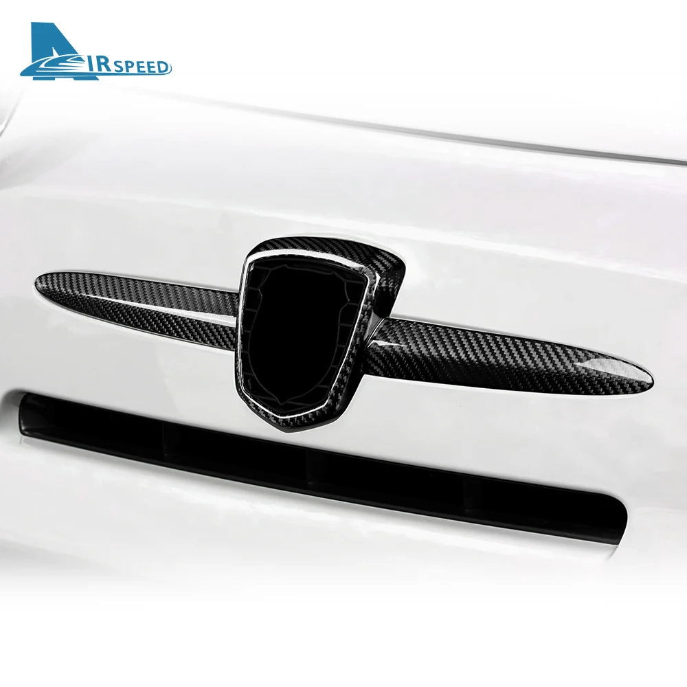 Black Forged Carbon Fiber Front Emblem Frame Trim for 2012–2024 Abarth 595 & 695