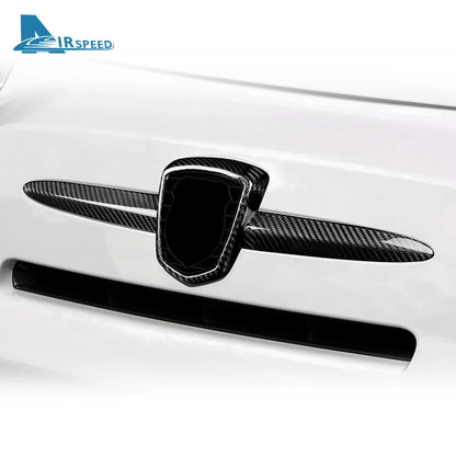 Black Forged Carbon Fiber Front Emblem Frame Trim for 2012–2024 Abarth 595 & 695