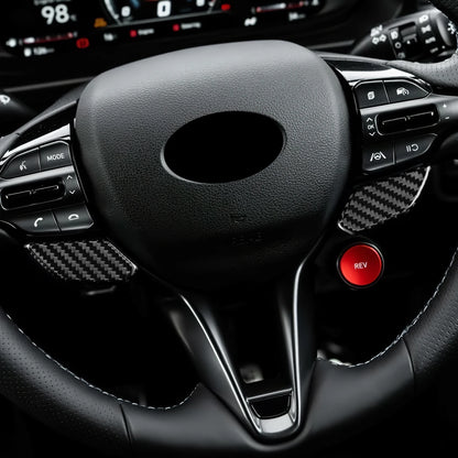Real  Hard Dry Black Carbon Fiber Steering Wheel Sticker Hyundai i20 N/i30 N/Elantra N/Avante N 2021 2022 2023 2024 2025 2026