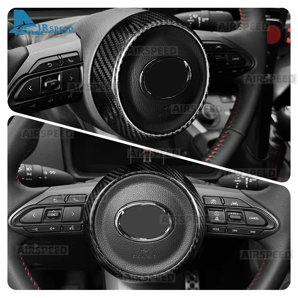 Car Steering Wheel Center Real Dry Carbon Fiber Cover Trim for Toyota GR Yaris 2020-2026/GRMN 25-26/GR Corolla 2023-2026 - detail view 3