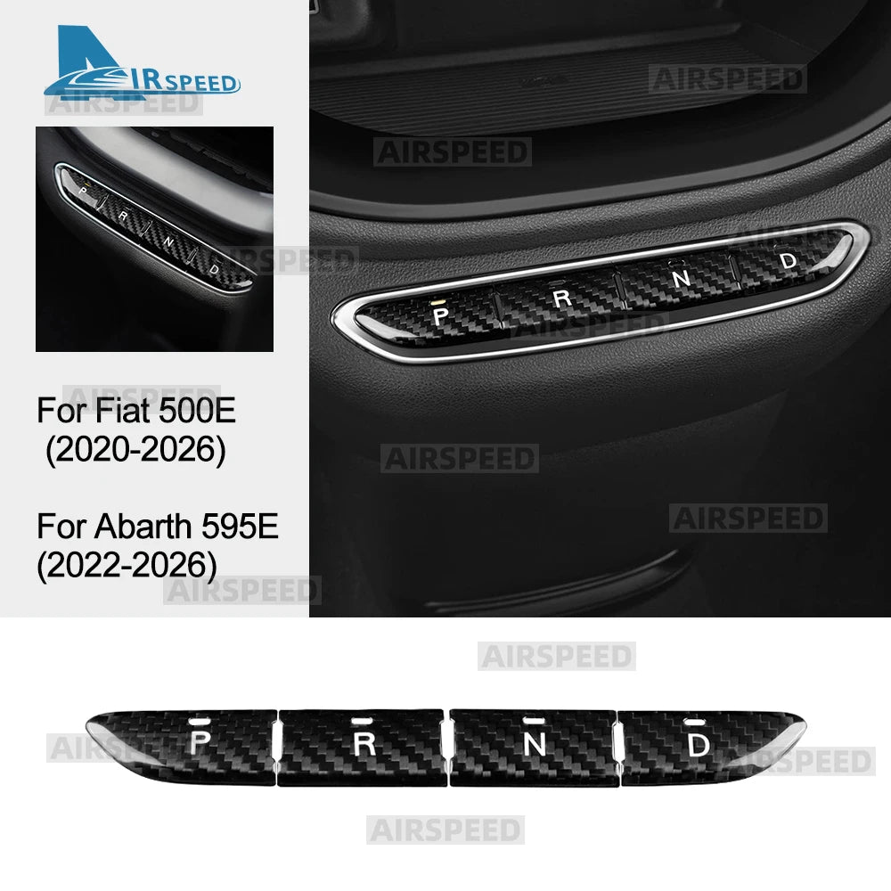 Real Hard Dry Carbon Fiber For Fiat 500e 2020 2021 2022 2023 2024 2025 2026 Abarth 595e 2022-2026 Car Gear Button Frame Sticker - product view