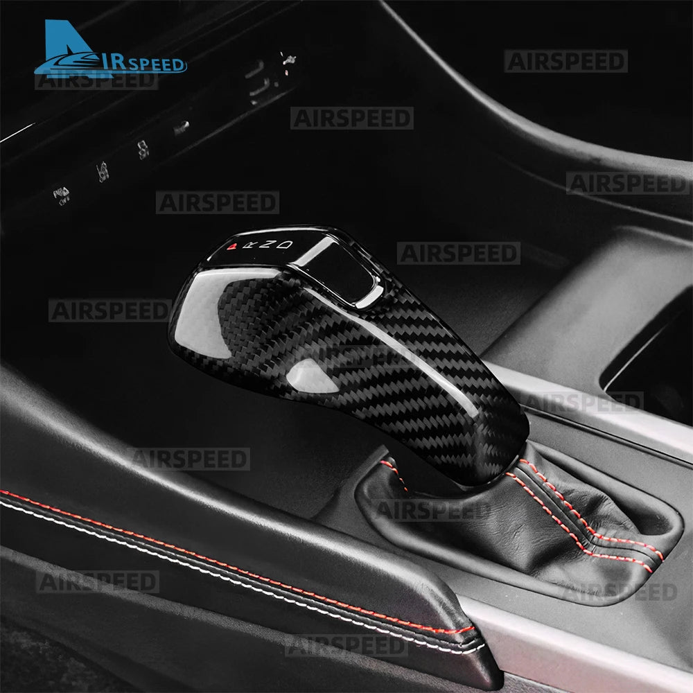 Real Hard Dry Carbon Fiber Sticker For Dodge Charger 2024 2025 2026 2027 LHD Car Gear Shift Knob Cover Trim Accessories