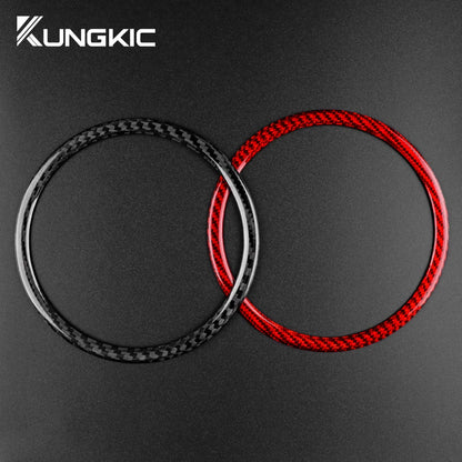 Real Hard Carbon Fiber Sticker For Fiat 500 Abarth 595 695 2008 2009 2010 2011-2018 2019 2020 2021 2022 2023 Steering Wheel Ring - detail view 6