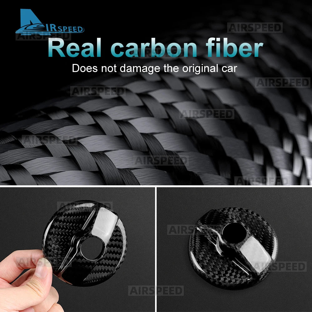 Real Dry Hard Carbon Fiber For Abarth 595 595C 695 695C 2012-2024/Fiat 500 500C 2008-2024 LHD RHD Car Inner Fuel Tank Cap Trim - detail view 6