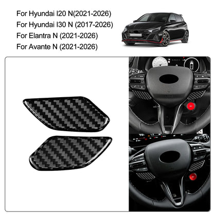 Real  Hard Dry Black Carbon Fiber Steering Wheel Sticker Hyundai i20 N/i30 N/Elantra N/Avante N 2021 2022 2023 2024 2025 2026