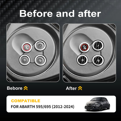 Black Hard Carbon Fiber Automatic Gear Shift Button Stickers For Abarth 595 695 2012-2024 Anti-scratch Interior Trim Accessories