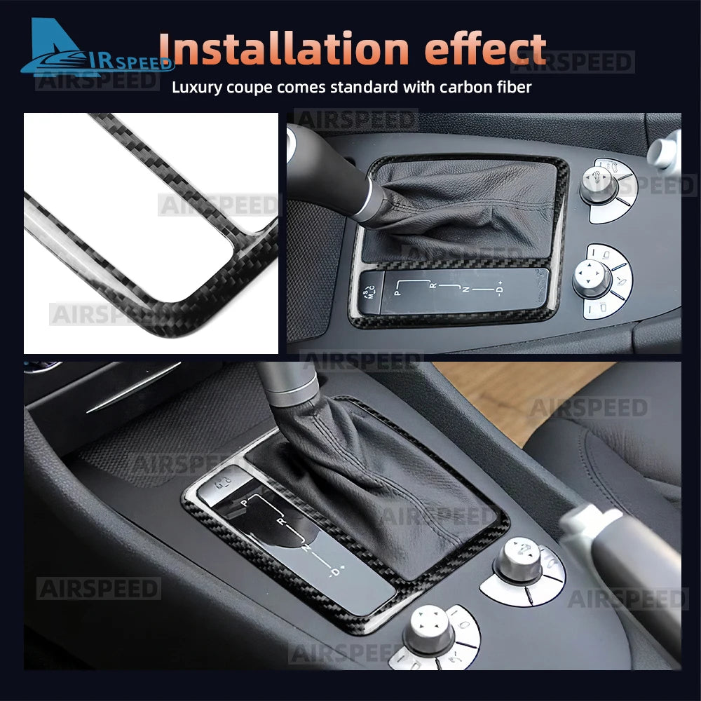 Real Hard Carbon Fiber Trim Cover For Mercedes Benz SLK R171 2004 2005 2006 2007-2010 Automatic Car Central Control Gear Panel