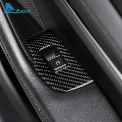 Real Soft Carbon Fiber Sticker For Mazda 3 Axela 2019 2020 2021 2022 2023 2024 2025 Car Rear Door Window Lifting Frame Panel