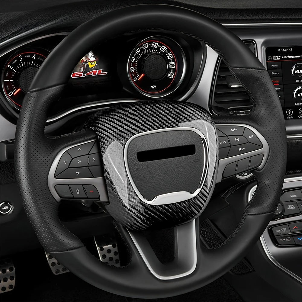 Steering Wheel Horn Cover For Dodge Charge/Durango/Challenger 2015-2023 Carbon FIber Airbag Cover Decoration Panel Shell
