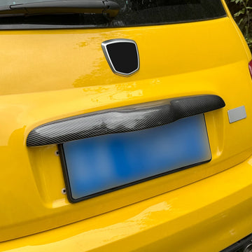 Carbon fiber trunk button decorative cover for Fiat 500 (2008-2024) and Abarth 595/695 (2012-2024)