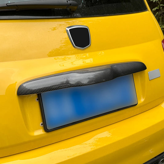 Carbon fiber trunk button decorative cover for Fiat 500 (2008-2024) and Abarth 595/695 (2012-2024) - product view