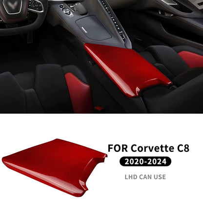 Real Hard Carbon Fiber Sticker For Chevrolet Corvette C8 2020 2021 2022 2023 2024 Car Center Armrest Box Interior Accessories