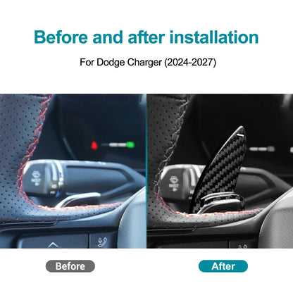Sticker For Dodge Charger 2024 2025 2026 2027 Car Steering Wheel Paddle Shifter Real Hard Dry Carbon Fiber Interior Accessories