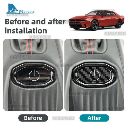 For Dodge Charger 2024 2025 2026 2027 Start Engine Stop Button Cover RHD LHD Real Hard Carbon Fiber Sticker Car Interior Trim
