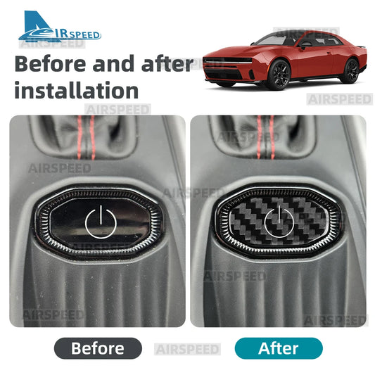 For Dodge Charger 2024 2025 2026 2027 Start Engine Stop Button Cover RHD LHD Real Hard Carbon Fiber Sticker Car Interior Trim