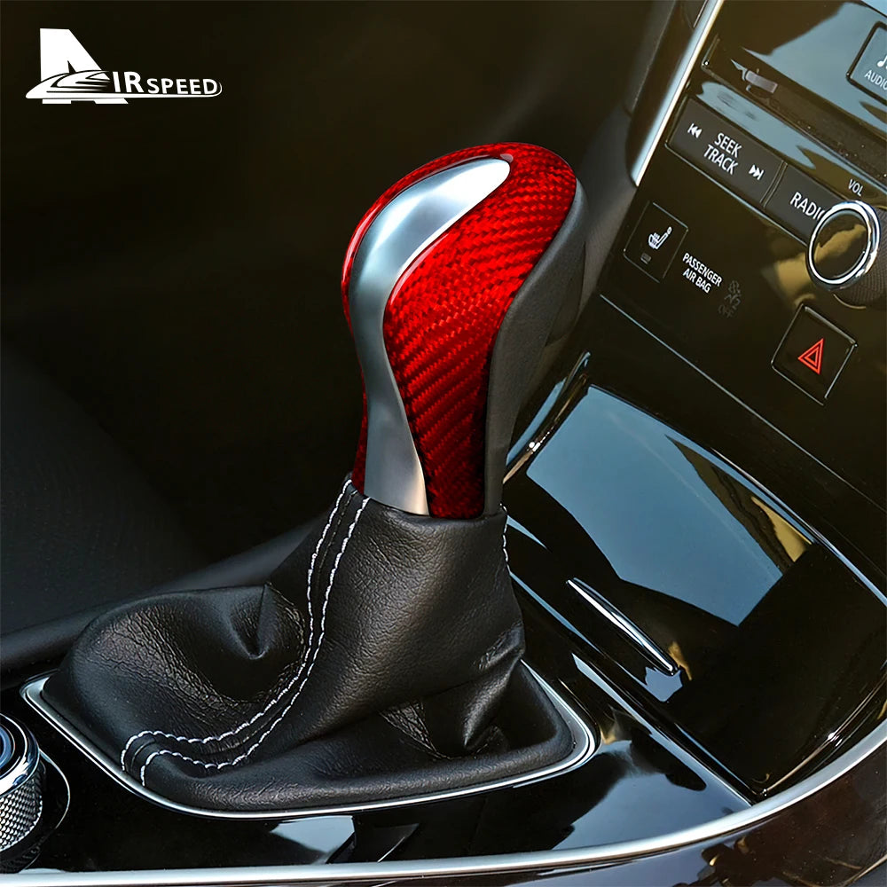 Real Hard Carbon Fiber Sticker For Infiniti Q50 2013 2014 2015 2016 2017 Car Gear Knob Shifter Cover Interior Accessories
