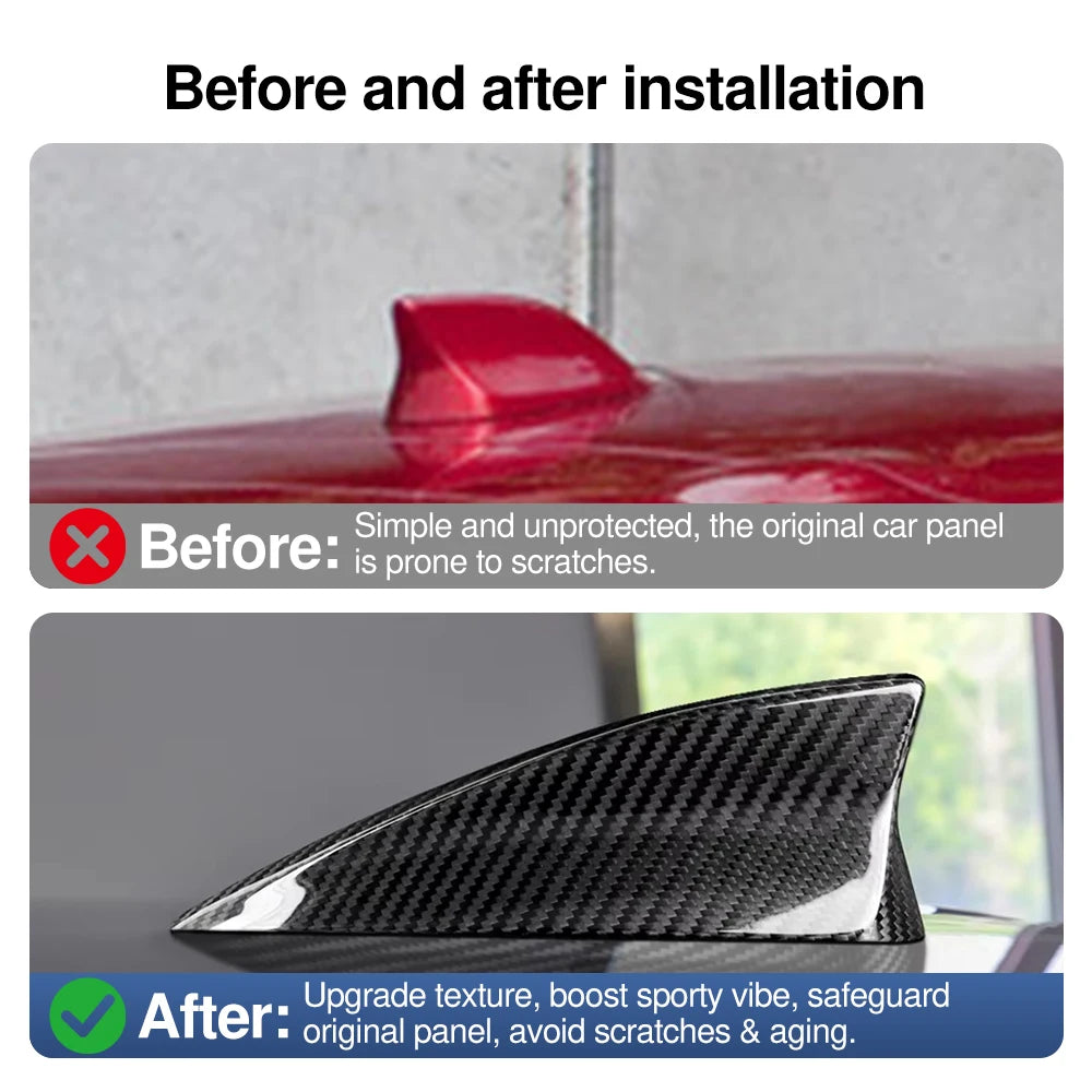 Hard carbon fiber Roof Shark Fin Antenna Cover Aerials Trim For Mazda 3 Axela 2014 2015-2019 Car Exterior Decoration Accessories - detail view