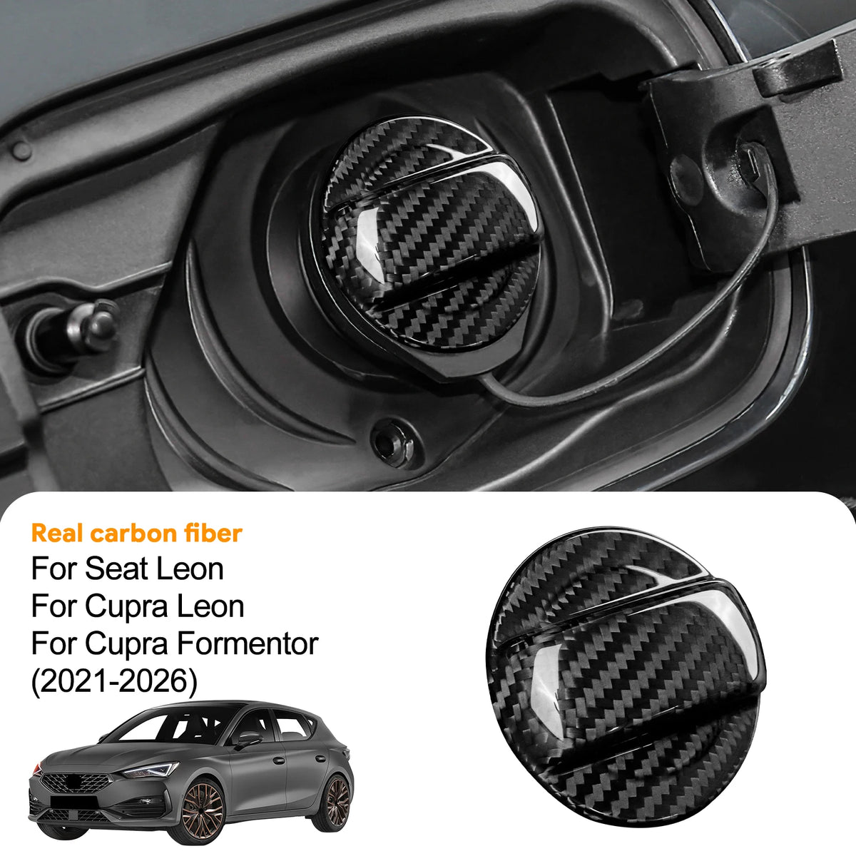Real Hard Dry Carbon Fiber Sticker for Seat Leon/Cupra Leon/Cupra Formentor 2021 2022 2023 2024 2025 2026 Inner Fuel Tank Cap