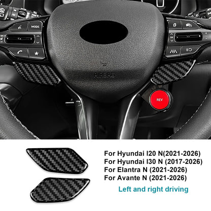 Real  Hard Dry Black Carbon Fiber Steering Wheel Sticker Hyundai i20 N/i30 N/Elantra N/Avante N 2021 2022 2023 2024 2025 2026