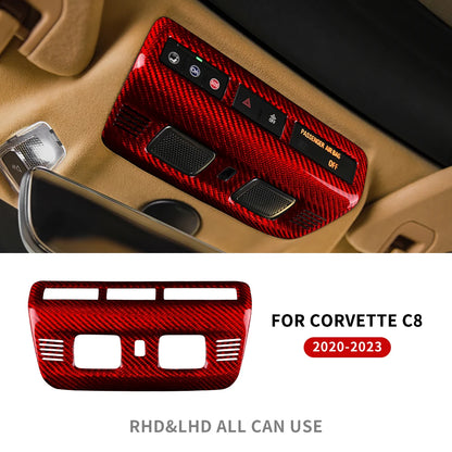 Real Hard Carbon Fiber Sticker For Chevrolet Corvette C8 2020 2021 2022 2023 Front Reading Lamp Frame Interior Accessories