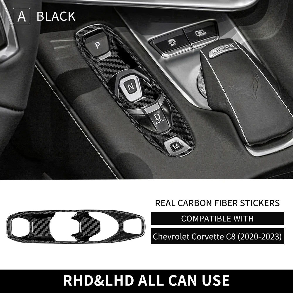 Real Hard Carbon Fiber For Chevrolet Corvette C8 2020 2021 2022 2023 Car Console Gear Shift Button Sticker Accessories