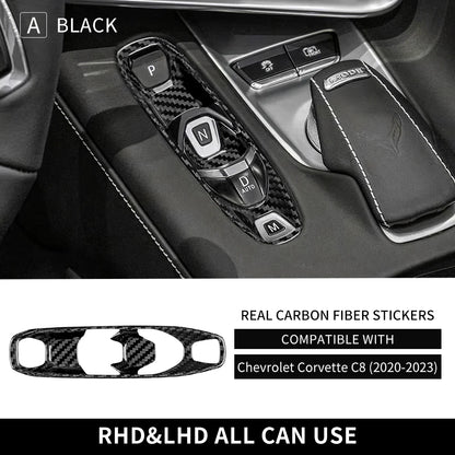 Real Hard Carbon Fiber For Chevrolet Corvette C8 2020 2021 2022 2023 Car Console Gear Shift Button Sticker Accessories