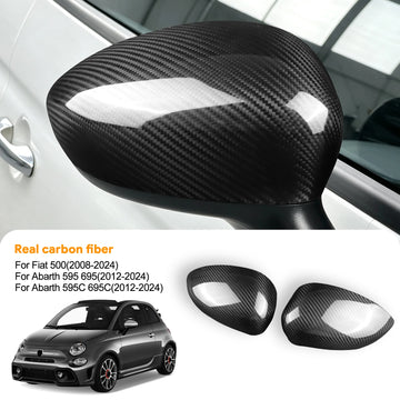 Replacement Rear View Mirror Cover For Fiat 500 2008-2024/Abarth 595 695 595C 695C 2012-2024 Car Real Hard Dry Carbon Fiber