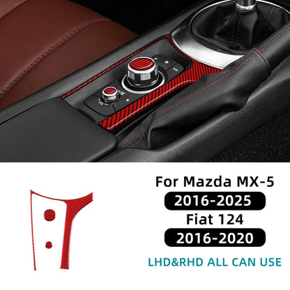 Real Soft Carbon Fiber For Mazda MX-5 MX5 Miata Roadster ND ND2 MK4 2015-2025/Fiat 124 2016-2020 Car Gear Shift Button Sticker